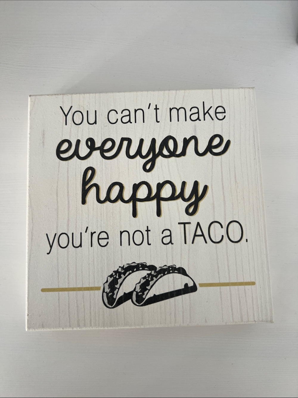 Wooden Taco Sign - White and Black Home Décor